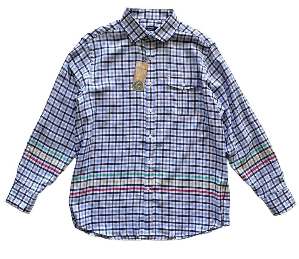 Daniel Cremieux Classics Nwt Cotton Lyocell Linen Blue Check Long Sleeve Shirt L
